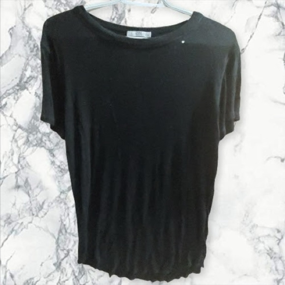 Zara Black Short Sleeve Crew Neck Tee